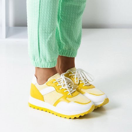 Бело-желтые женские кроссовки Mayer