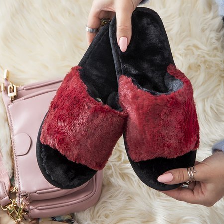 Бордовые женские тапочки с искусственным мехом Ramane - Обувь