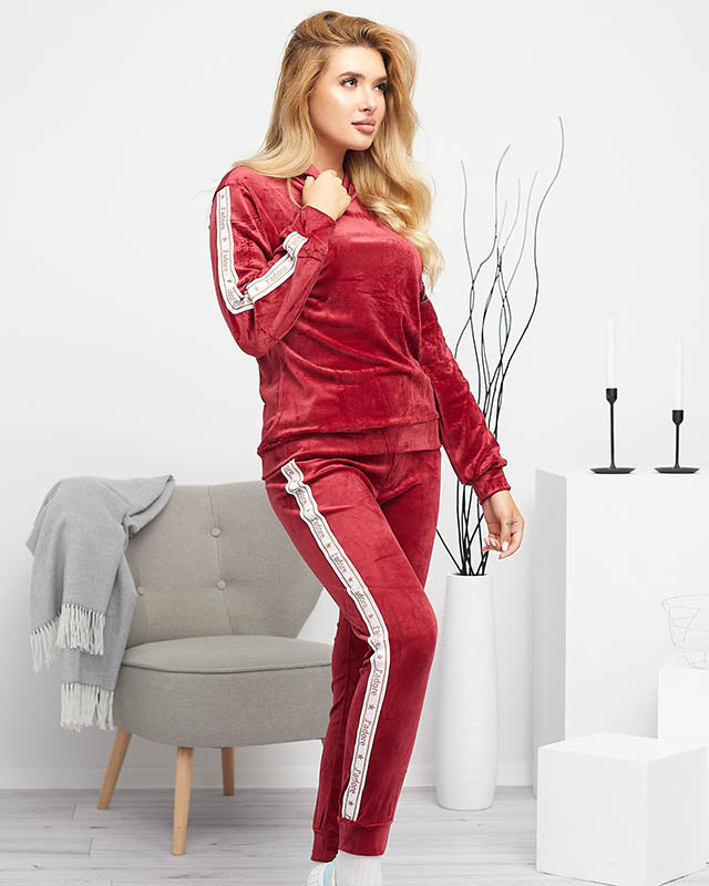 Бордовый комплект женских спортивных штанов с полосками - Одежда