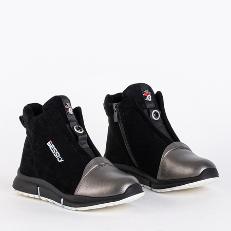 Черные ботинки с графитовыми вставками Speronti