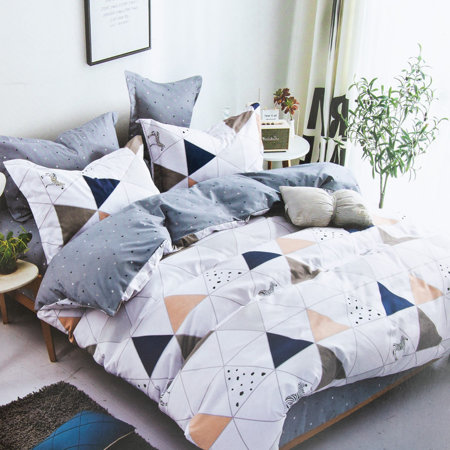 Хлопковое постельное белье с принтом в треугольники 160x200, комплект из 4-х частей