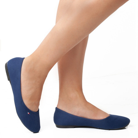Классические темно-синие балетки из ткани Olza - Обувь