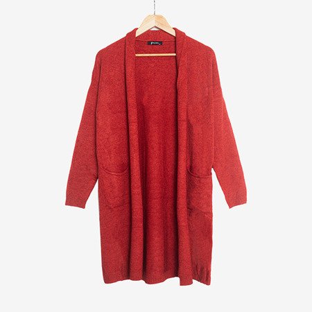 Красный женский свитер-кардиган - Одежда