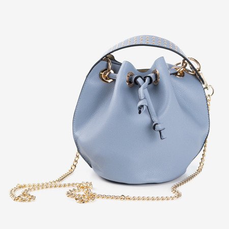 Niebieska torebka na ramię ze srebrnymi dżetami - Torebki