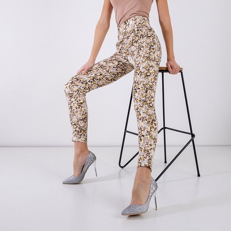 Разноцветные женские брюки с леопардовым принтом - Одежда