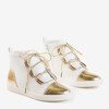 Бело-золотые женские кроссовки Enzo - Обувь