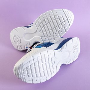 Белые женские кроссовки с синими вставками Tadea