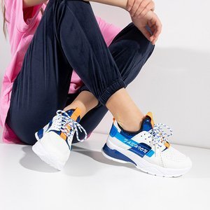 Белые женские кроссовки с синими вставками Tadea