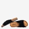 Черно-коричневые женские тапочки Amassa с бахромой - Обувь