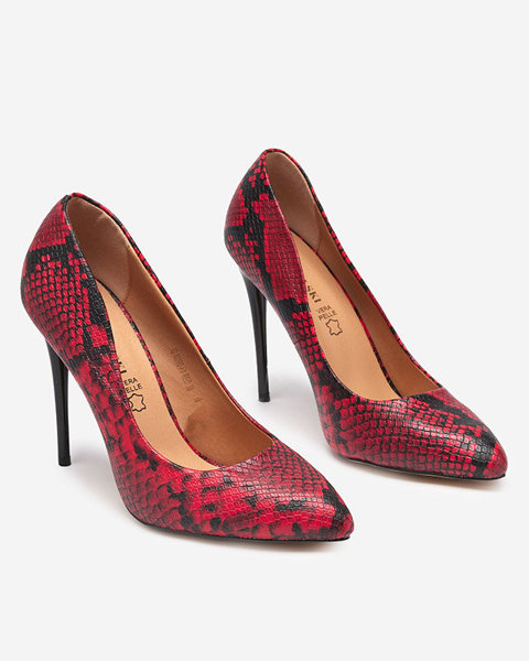 Черно-красные женские туфли-лодочки с тиснением а-ля 'змеиная кожа Zelixy - Обувь