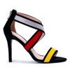 Черные сандалии на высоком каблуке с цветными вставками из марибеля - Обувь