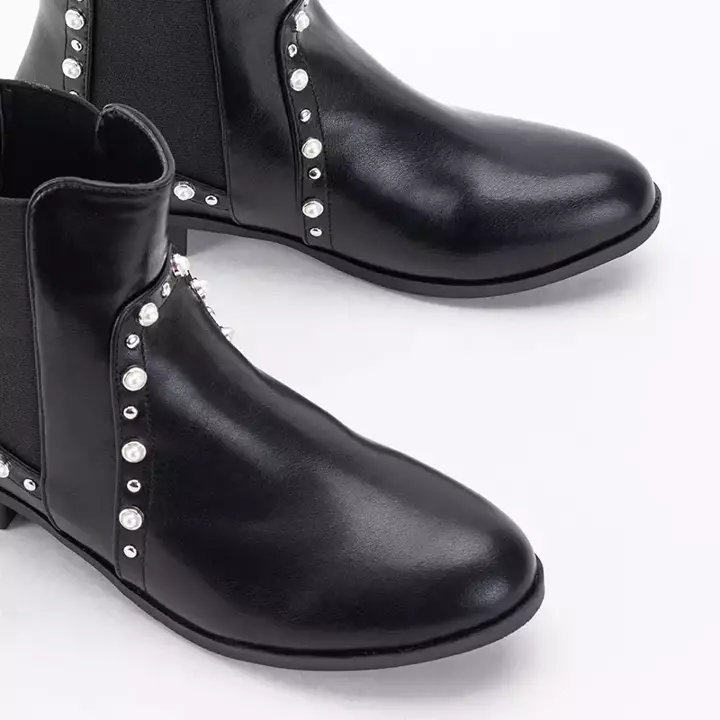 Черные женские ботинки с жемчугом Natasia