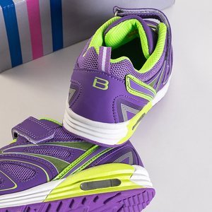 Фиолетовые детские кроссовки с зелеными вставками Witold