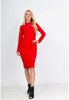 Красное платье миди с прозрачной вставкой - Одежда