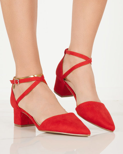 Красные женские босоножки на каблуке Crisco