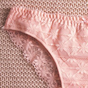 Кружевные женские трусы в нежно-розовом цвете - Нижнее белье