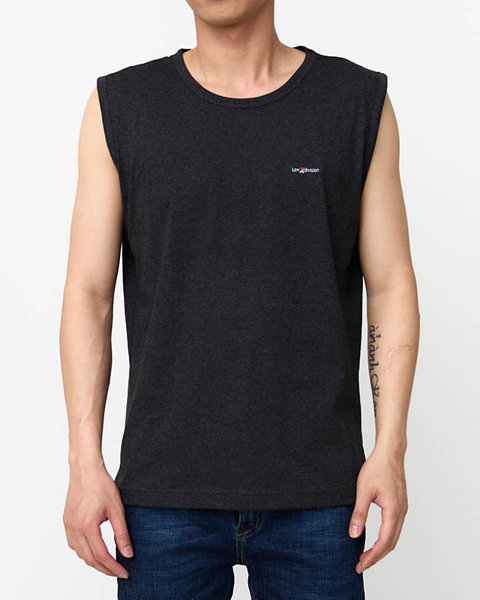 Мужская футболка графитового цвета без рукавов - Одежда