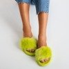 Неоново-зеленые тапочки с мехом Millie - Обувь
