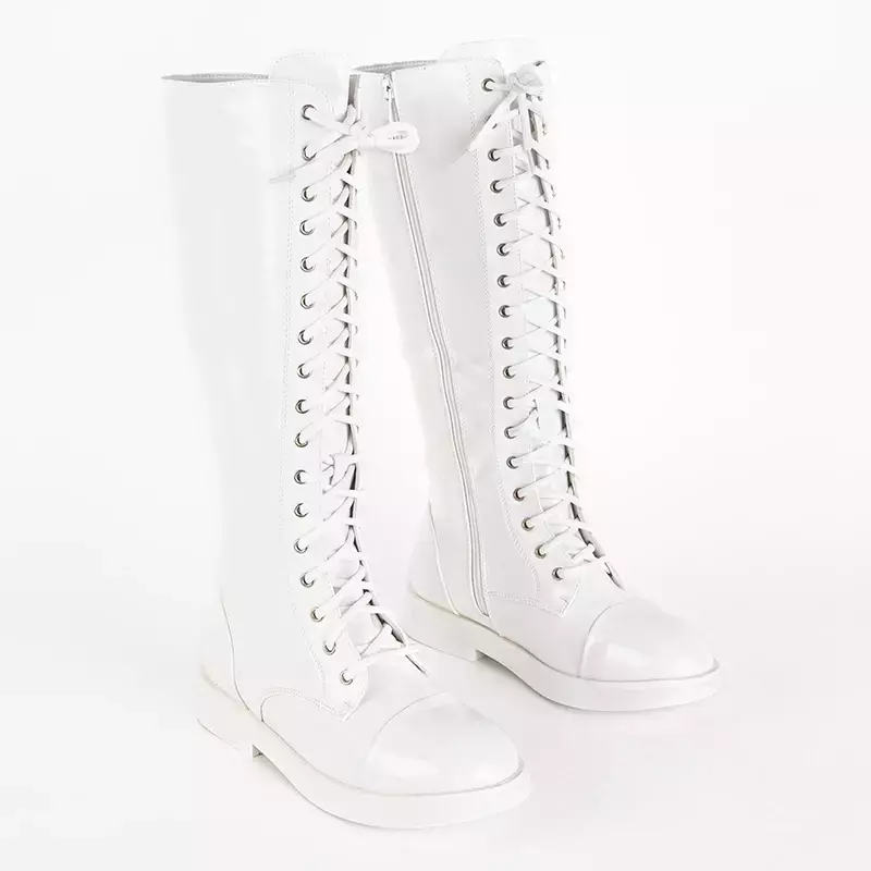 OUTLET Белые лакированные ботинки на шнуровке Tristessa - Обувь
