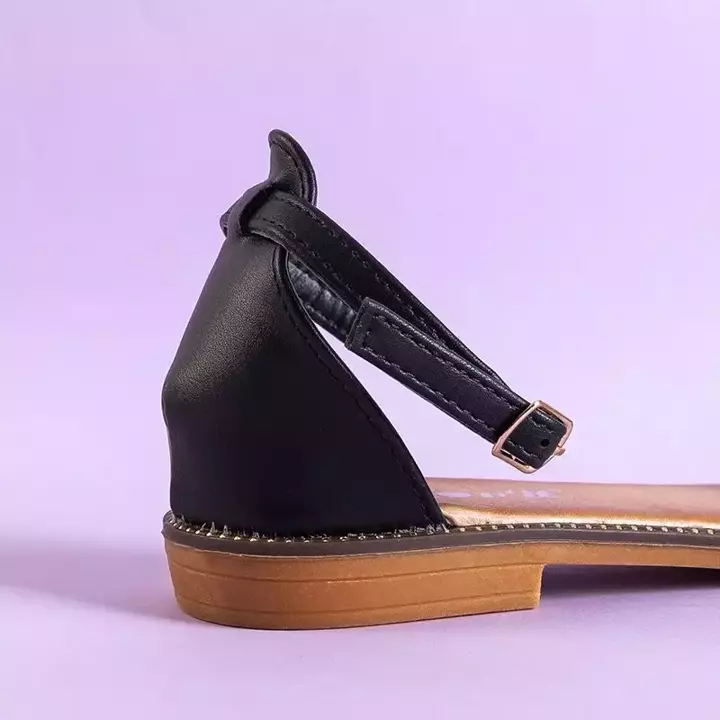 OUTLET Черные женские сандалии с цветами от Rafana - Обувь