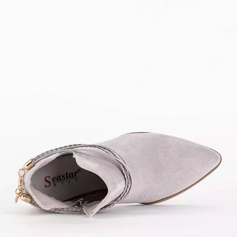 OUTLET Серые женские сапоги на шпильке Sheea - Обувь