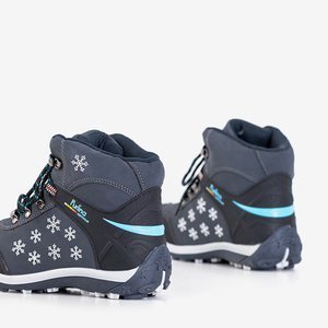 Сапоги женские темно-синие со снежинками Хлопья - Обувь