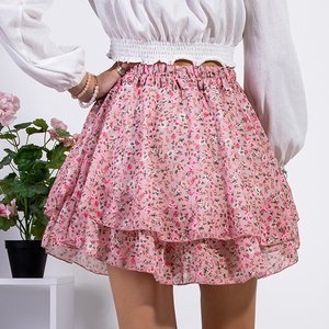 Темно-розовая короткая юбка в цветы