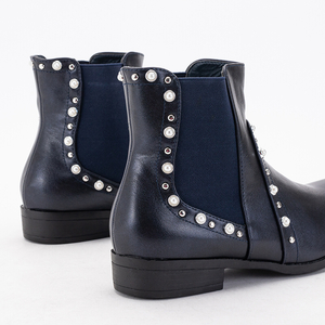 Темно-синие женские ботинки с жемчугом Natasia