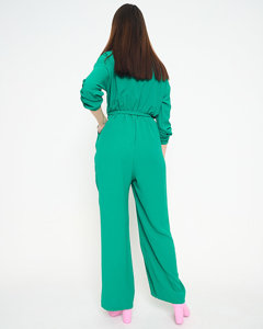 Зеленый длинный комбинезон женский - Одежда