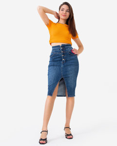 Женская джинсовая юбка до колена - Одежда