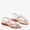 Женские серебряные босоножки на низком каблуке Treunia - Обувь