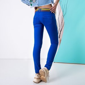 Женские узкие брюки из кобальта - Одежда