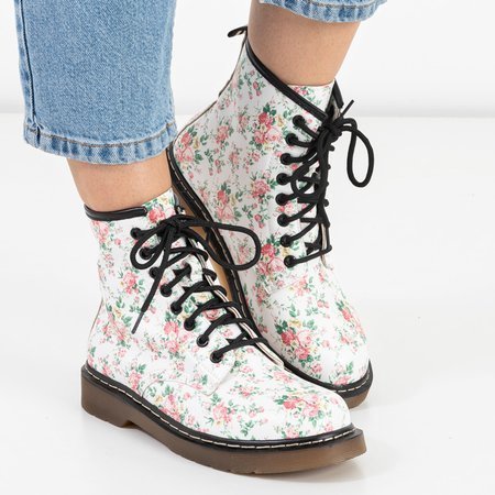 Білі жіночі черевики-воркери з квітковим принтом Ornellia - Взуття