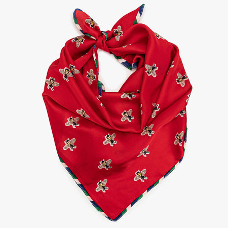 Червоний жіночий шарф з візерунком комах - Аксесуари