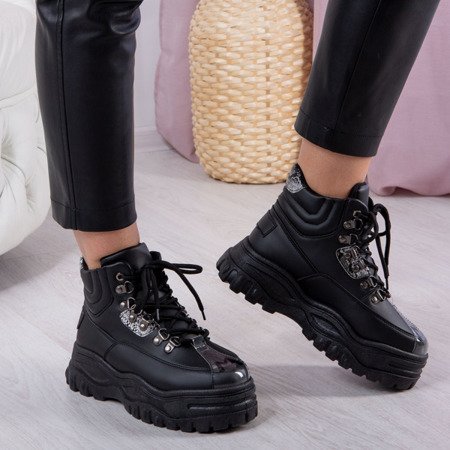 Чорне спортивне шнуроване взуття з високою халявкою Jean - Взуття 