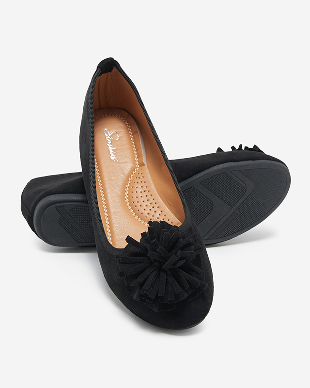 Чорні еко-замшеві балерини з декором Kviassi. Взуття