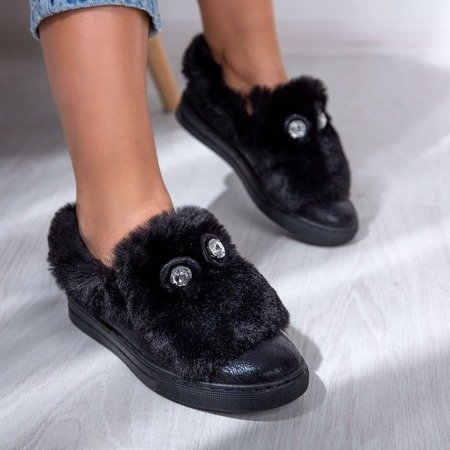 Чорні мокасини з хутром Manifik - Взуття