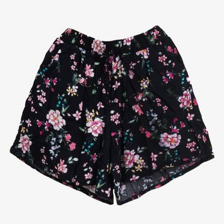Чорні жіночі короткі шорти з квітами - Одяг 1