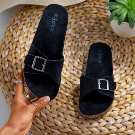 Чорні жіночі тапочки із пряжкою Lovinka - Взуття