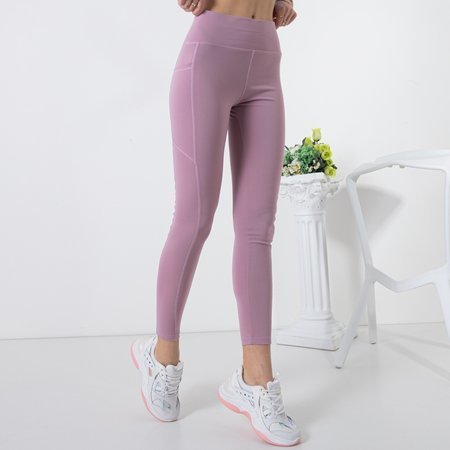 Фіолетові жіночі спортивні легінси з кишенями