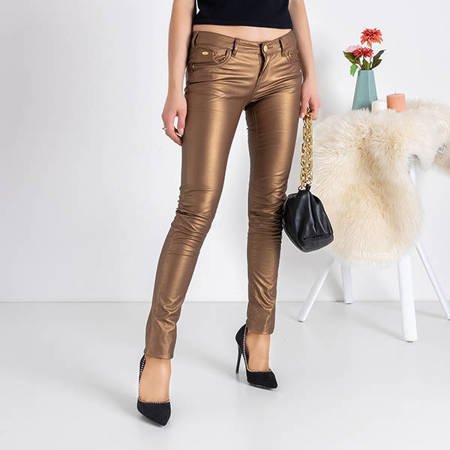Коричневі та золоті жіночі вузькі штани - Штани