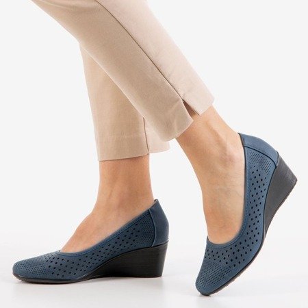 Насоси темно-синього кольору з ажурною обробкою Polia - Взуття 1