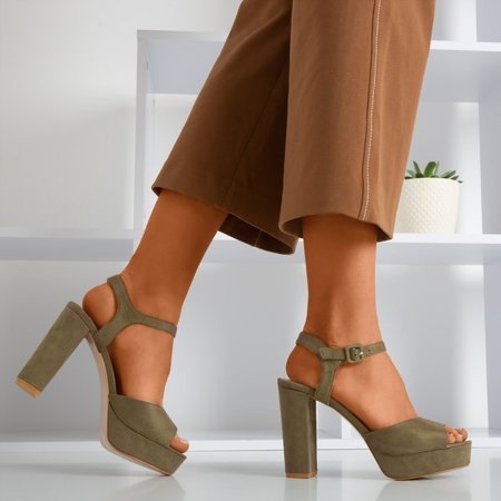 OUTLET Жіночі сандалії кольору хакі на вищій стійці Silenae - взуття