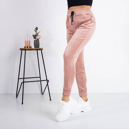 Рожеві велюрові спортивні штани - Штани