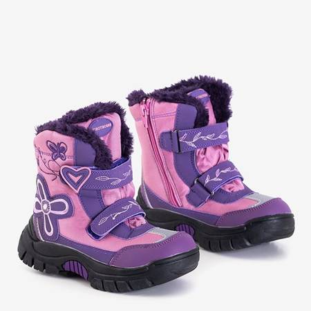 Рожево-фіолетові жіночі снігоступи з нашивками Yomiko - Взуття