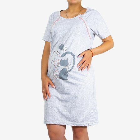 Сіро-коралова нічна сорочка для вагітних та для годування