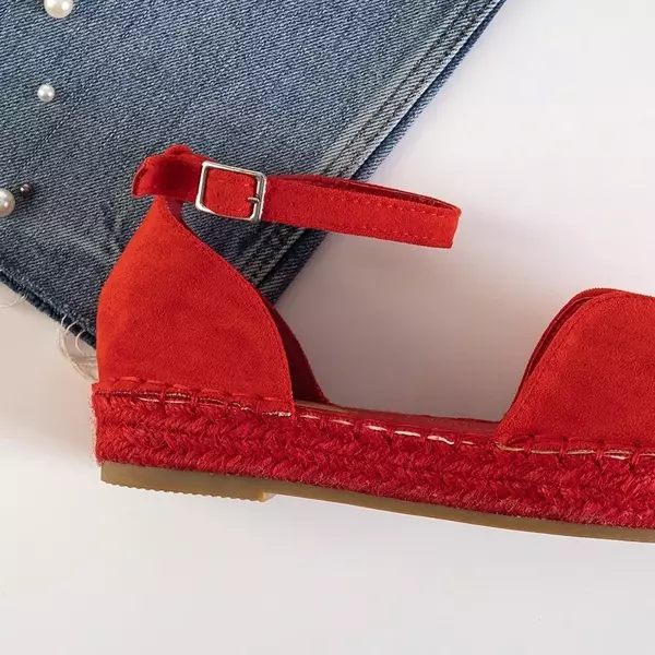 АВТОЛЕТ Червоні жіночі босоніжки еспадрільї а-ля на платформі Monata - Взуття