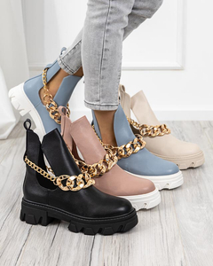Бежеві жіночі черевики з ланцюжком Tenkay - Взуття