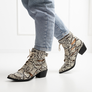Бежеві жіночі ковбойські черевики з анімалістичним принтом Isodal
