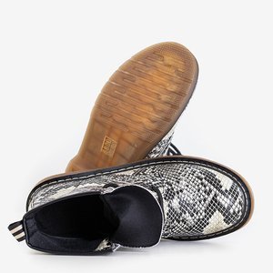 Бежево-чорні жіночі черевики-воркери з анімалістичним принтом Ornella - Взуття